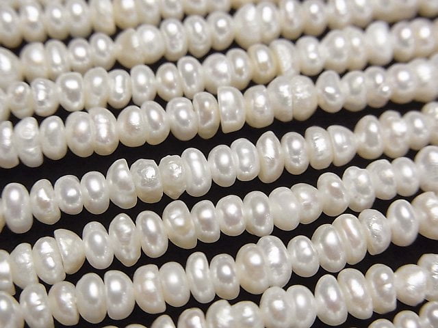 [Video] Fresh Water Pearl AA++ White Roundel 3-4mm 1strand beads (aprx.14inch/34cm)