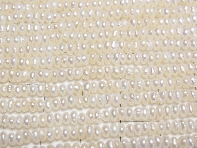 [Video] Fresh Water Pearl AA++ White Rondelle 3-4mm 1strand beads (aprx.14inch/34cm)