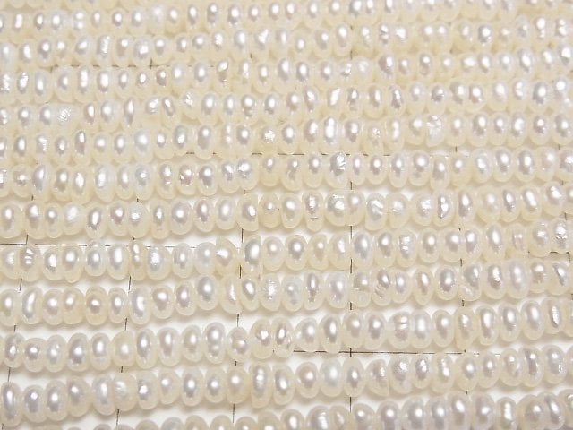 [Video] Fresh Water Pearl AA++ White Roundel 3-4mm 1strand beads (aprx.14inch/34cm)