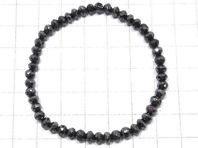 [Video][One of a kind] [1mm hole] Black Diamond Faceted Button Roundel Bracelet NO.1