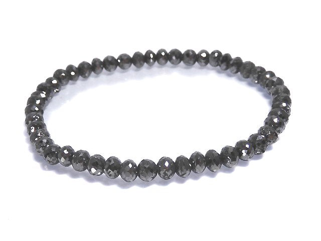 [Video][One of a kind] [1mm hole] Black Diamond Faceted Button Roundel Bracelet NO.1