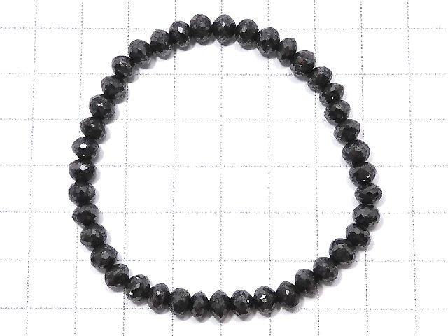 [Video][One of a kind] [1mm hole] Black Diamond Faceted Button Roundel Bracelet NO.3