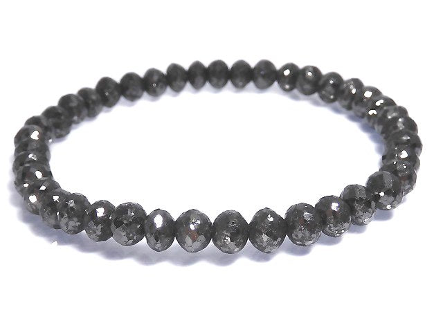 [Video][One of a kind] [1mm hole] Black Diamond Faceted Button Roundel Bracelet NO.3