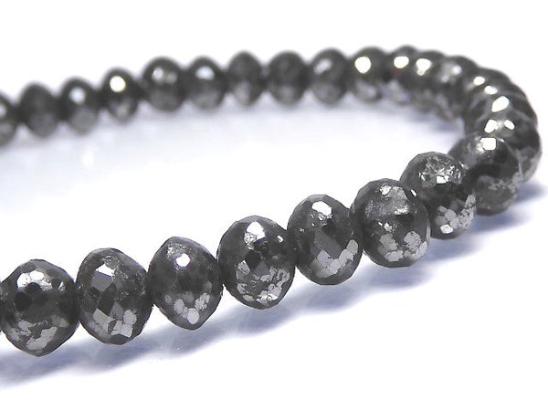 [Video][One of a kind] [1mm hole] Black Diamond Faceted Button Roundel Bracelet NO.4