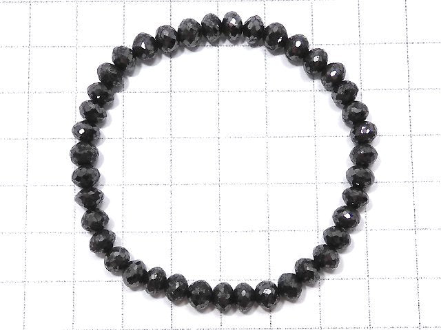 [Video][One of a kind] [1mm hole] Black Diamond Faceted Button Roundel Bracelet NO.4