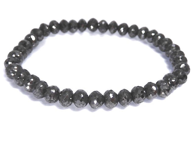 [Video][One of a kind] [1mm hole] Black Diamond Faceted Button Roundel Bracelet NO.4