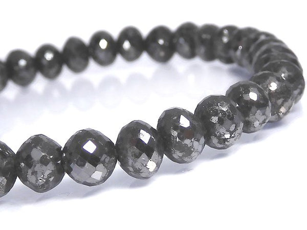 [Video][One of a kind] [1mm hole] Black Diamond Faceted Button Roundel Bracelet NO.5