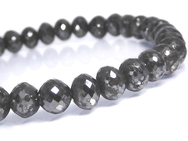 [Video][One of a kind] [1mm hole] Black Diamond Faceted Button Roundel Bracelet NO.5