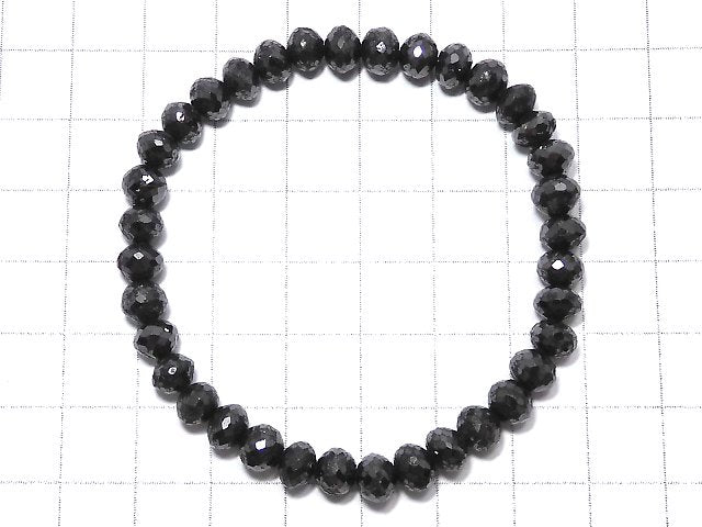 [Video][One of a kind] [1mm hole] Black Diamond Faceted Button Roundel Bracelet NO.5