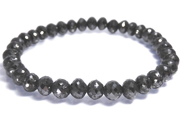 [Video][One of a kind] [1mm hole] Black Diamond Faceted Button Roundel Bracelet NO.5