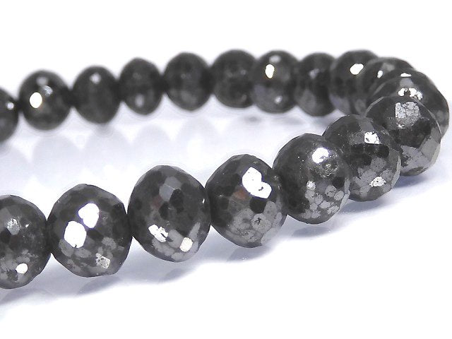 [Video][One of a kind] [1mm hole] Black Diamond Faceted Button Roundel Bracelet NO.6