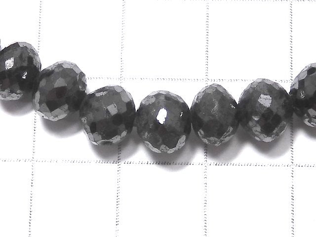 [Video][One of a kind] [1mm hole] Black Diamond Faceted Button Roundel Bracelet NO.6