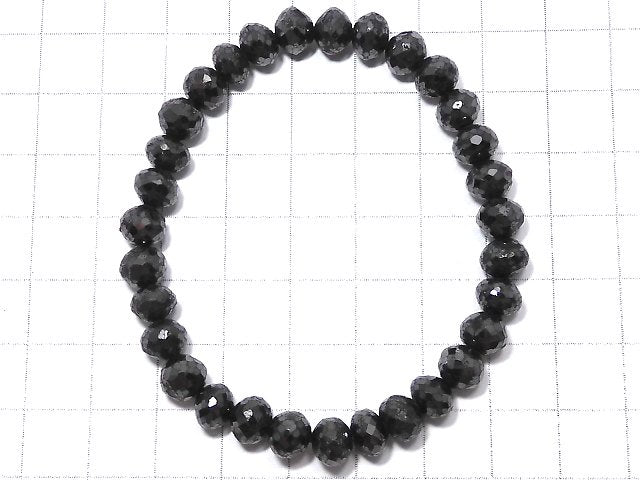 [Video][One of a kind] [1mm hole] Black Diamond Faceted Button Roundel Bracelet NO.6