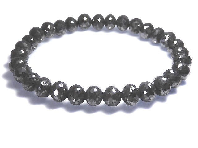 [Video][One of a kind] [1mm hole] Black Diamond Faceted Button Roundel Bracelet NO.6