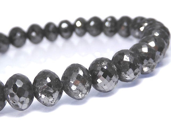 [Video][One of a kind] [1mm hole] Black Diamond Faceted Button Roundel Bracelet NO.7