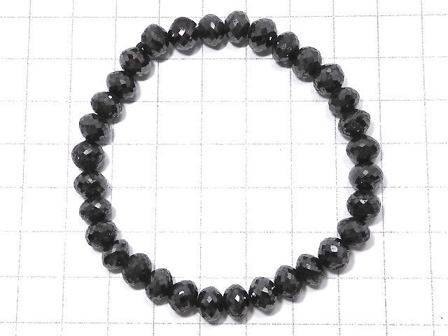 [Video][One of a kind] [1mm hole] Black Diamond Faceted Button Roundel Bracelet NO.7