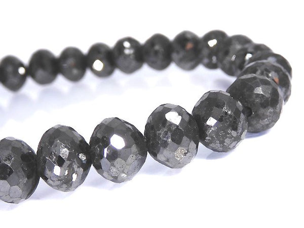 [Video][One of a kind] [1mm hole] Black Diamond Faceted Button Roundel Bracelet NO.8