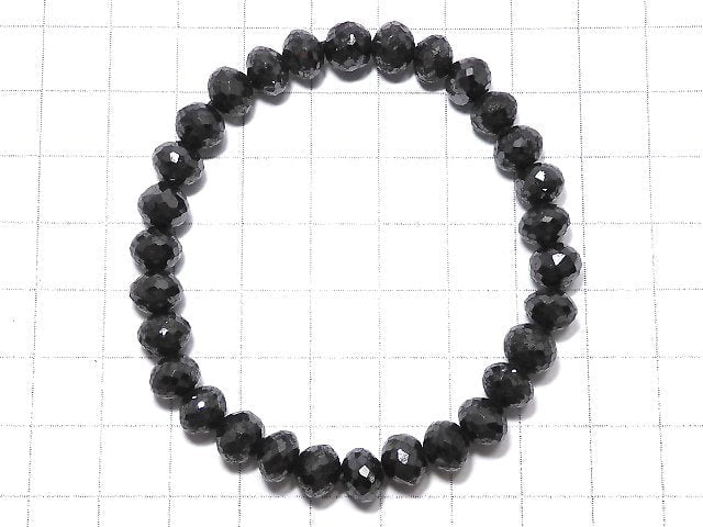 [Video][One of a kind] [1mm hole] Black Diamond Faceted Button Roundel Bracelet NO.8