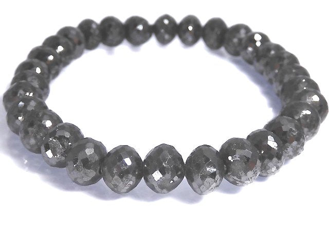 [Video][One of a kind] [1mm hole] Black Diamond Faceted Button Roundel Bracelet NO.8