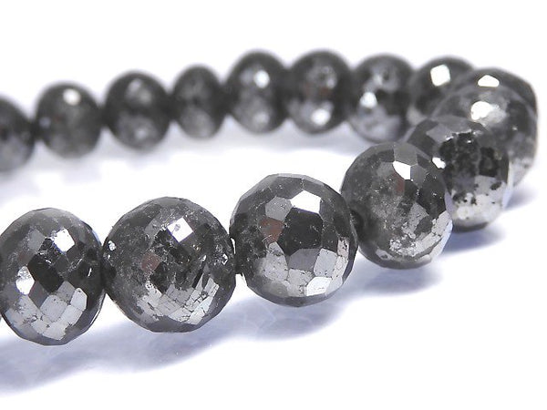 [Video][One of a kind] [1mm hole] Black Diamond Faceted Button Roundel Bracelet NO.9