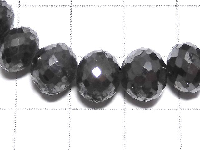 [Video][One of a kind] [1mm hole] Black Diamond Faceted Button Roundel Bracelet NO.9