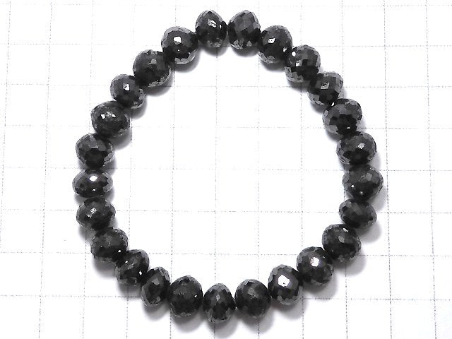 [Video][One of a kind] [1mm hole] Black Diamond Faceted Button Roundel Bracelet NO.9