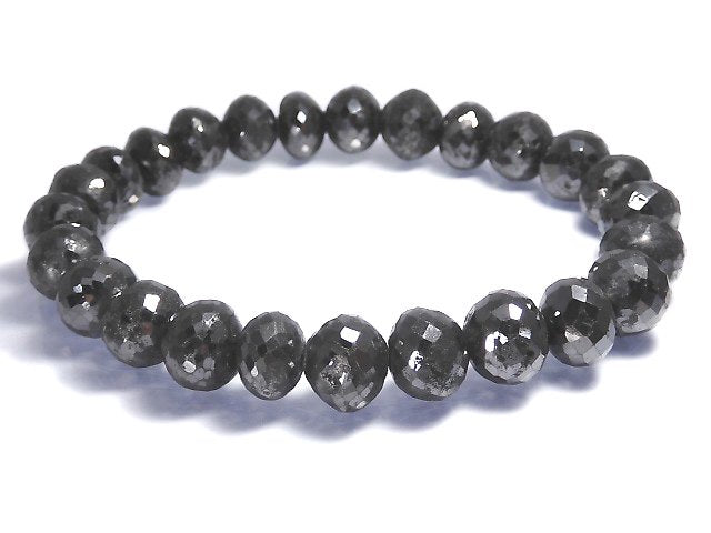 [Video][One of a kind] [1mm hole] Black Diamond Faceted Button Roundel Bracelet NO.9