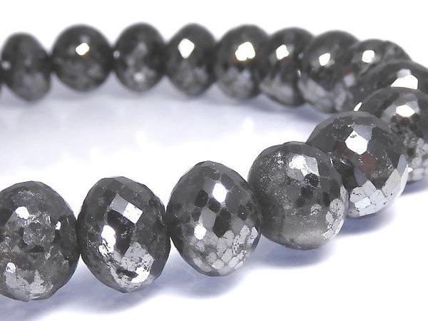 [Video][One of a kind] [1mm hole] Black Diamond Faceted Button Roundel Bracelet NO.10