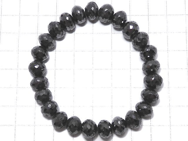 [Video][One of a kind] [1mm hole] Black Diamond Faceted Button Roundel Bracelet NO.10