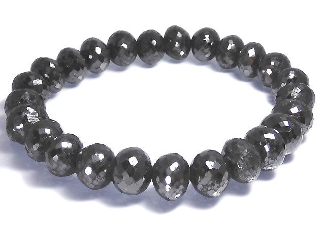 [Video][One of a kind] [1mm hole] Black Diamond Faceted Button Roundel Bracelet NO.10