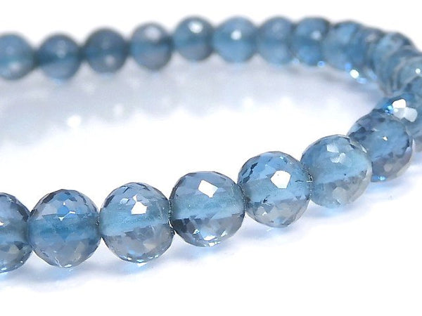 [Video][One of a kind] High Quality London Blue Topaz AAA- Faceted Round 5mm Bracelet NO.1