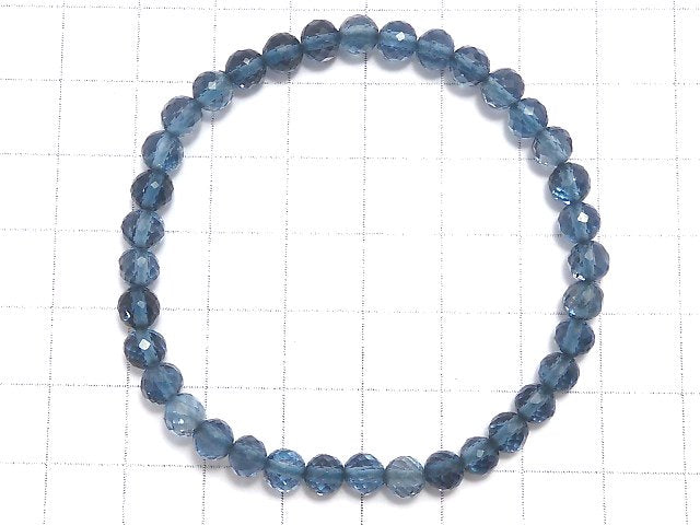 [Video][One of a kind] High Quality London Blue Topaz AAA- Faceted Round 5mm Bracelet NO.1