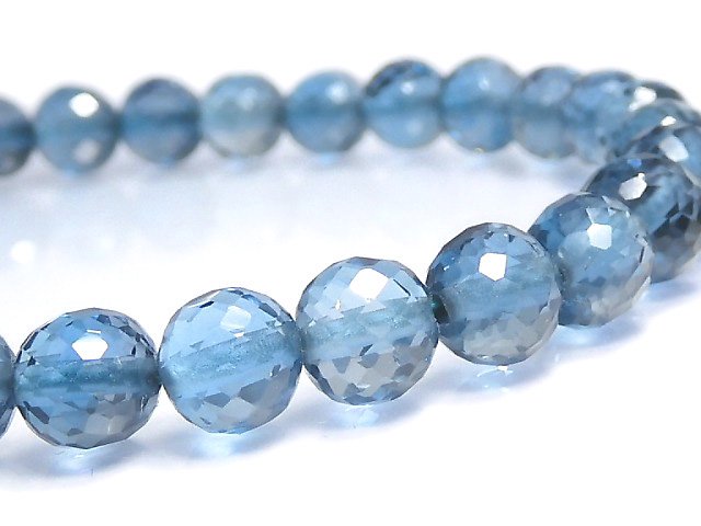 [Video][One of a kind] High Quality London Blue Topaz AAA- Faceted Round 5.5mm Bracelet NO.2