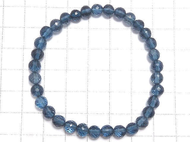 [Video][One of a kind] High Quality London Blue Topaz AAA- Faceted Round 5.5mm Bracelet NO.2