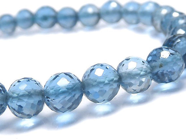 [Video][One of a kind] High Quality London Blue Topaz AAA- Faceted Round 5.5mm Bracelet NO.3