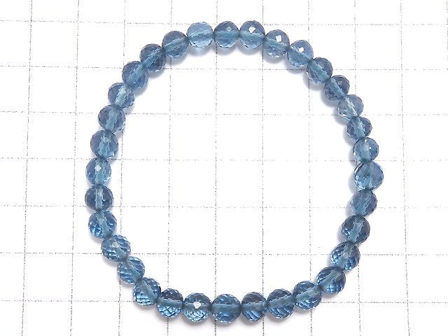 [Video][One of a kind] High Quality London Blue Topaz AAA- Faceted Round 5.5mm Bracelet NO.3