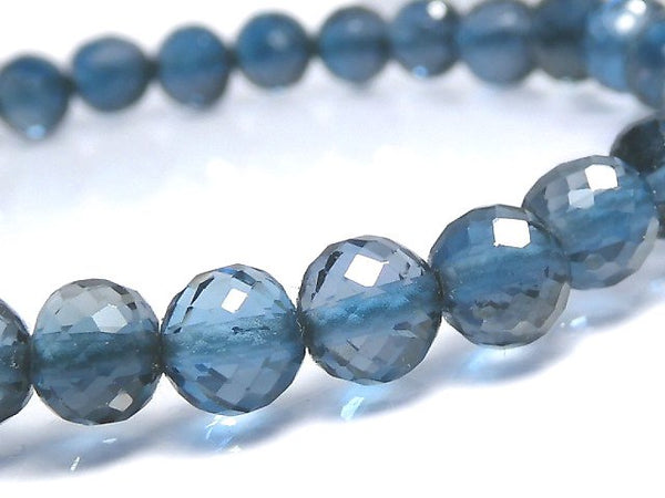 [Video][One of a kind] High Quality London Blue Topaz AAA- Faceted Round 5.5mm Bracelet NO.4