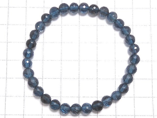 [Video][One of a kind] High Quality London Blue Topaz AAA- Faceted Round 5.5mm Bracelet NO.4