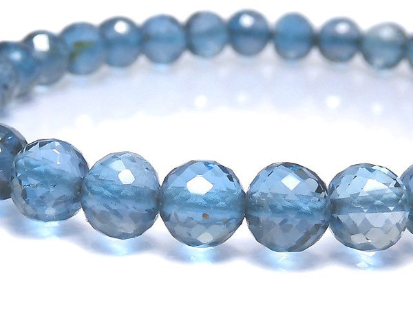 [Video][One of a kind] High Quality London Blue Topaz AAA- Faceted Round 6mm Bracelet NO.5