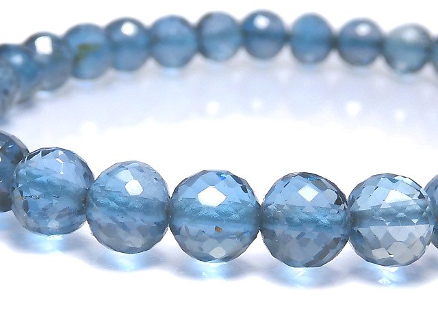 [Video][One of a kind] High Quality London Blue Topaz AAA- Faceted Round 6mm Bracelet NO.5