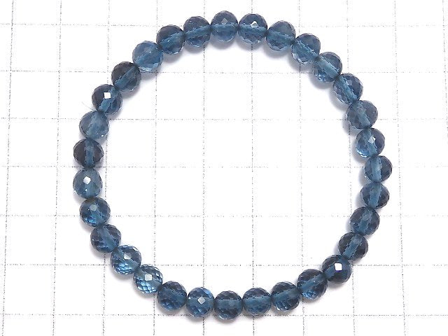 [Video][One of a kind] High Quality London Blue Topaz AAA- Faceted Round 6mm Bracelet NO.5