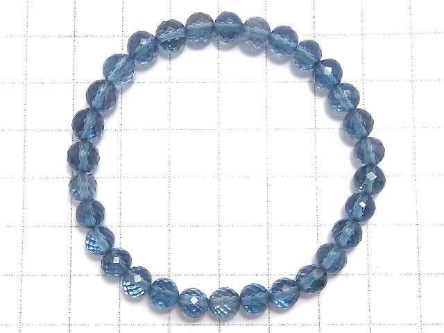 [Video][One of a kind] High Quality London Blue Topaz AAA- Faceted Round 6mm Bracelet NO.6