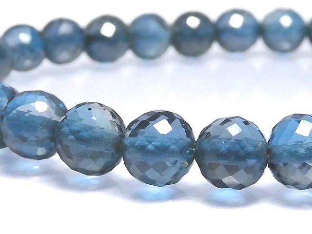 [Video][One of a kind] High Quality London Blue Topaz AAA- Faceted Round 6mm Bracelet NO.7