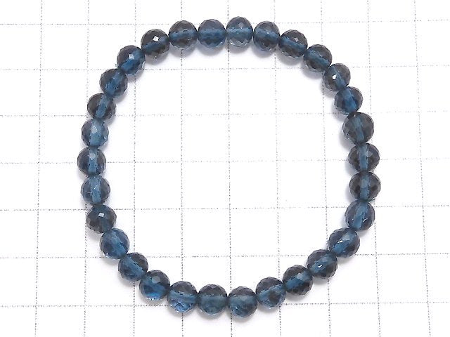 [Video][One of a kind] High Quality London Blue Topaz AAA- Faceted Round 6mm Bracelet NO.7