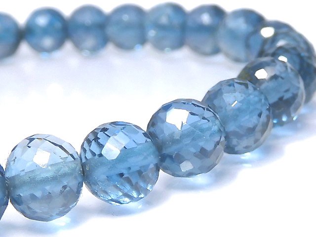 [Video][One of a kind] High Quality London Blue Topaz AAA- Faceted Round 6mm Bracelet NO.8