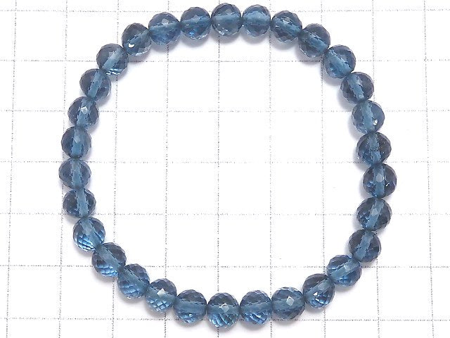 [Video][One of a kind] High Quality London Blue Topaz AAA- Faceted Round 6mm Bracelet NO.8