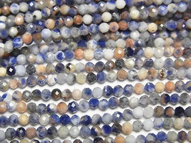 [Video]High Quality! Red Line Sodalite Faceted Round 2.5mm 1strand beads (aprx.15inch/38cm)