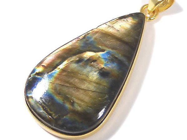 [Video][One of a kind] Labradorite AAA Pendant 18KGP NO.254