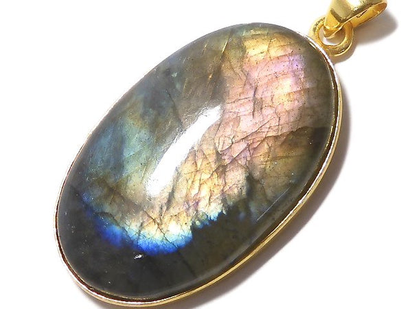 [Video][One of a kind] Labradorite AAA Pendant 18KGP NO.255