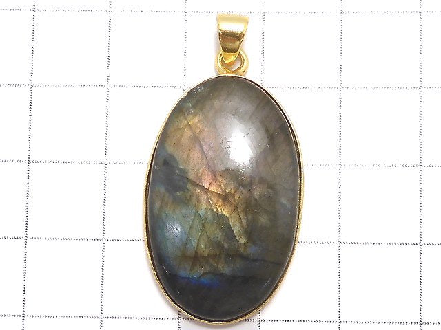 [Video][One of a kind] Labradorite AAA Pendant 18KGP NO.255